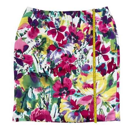 Jones New York Floral Silk Blend Pencil Skirt Size 12 Tailored Career Work - Picture 5 of 7